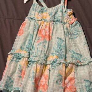 Janie and Jack Mint Floral Sundress with Coral and Yellow Accents